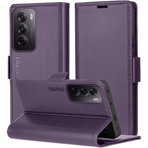 Etui do Oppo Reno 12, ERBORD Glossy Litchi, portfel z klapką, fioletowe