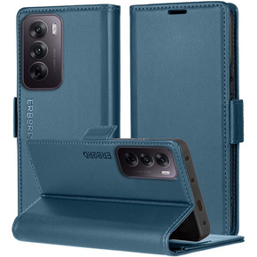 Etui do Oppo Reno 12, ERBORD Glossy Litchi, portfel z klapką, niebieskie