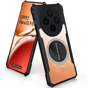 Etui do Oppo Reno 12FS / 12F, z blaszką magnetyczne, przezroczyste / czarne