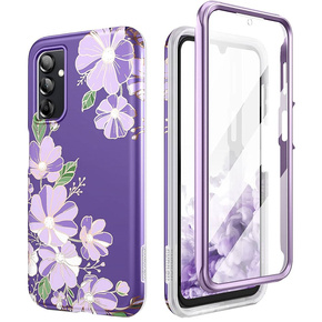 Etui do Samsung Galaxy A14 4G/5G, Suritch Full Body Flowers, fioletowe