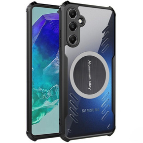 Etui do Samsung Galaxy M55 5G, z blaszką magnetyczne, przezroczyste / czarne