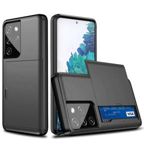 Etui do Samsung Galaxy S21 Ultra, Sliding Card Holder, czarne