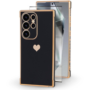Etui do Samsung Galaxy S24 Ultra, Electro heart, czarne + Szkło Full Glue Ceramic