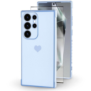 Etui do Samsung Galaxy S24 Ultra, Electro heart, niebieskie + Szkło Full Glue Ceramic