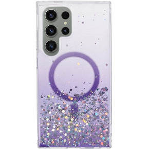 Etui do Samsung Galaxy S24 Ultra, Glittery, do MagSafe, fioletowe