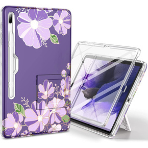 Etui do Samsung Galaxy Tab S7 FE, Suritch Full Body Flowers, fioletowe