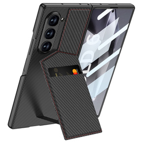 Etui do Samsung Galaxy Z Fold6 5G, GKK Card Holder Kickstand, carbon czarne