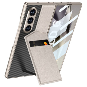 Etui do Samsung Galaxy Z Fold6 5G, GKK Card Holder Kickstand, szare