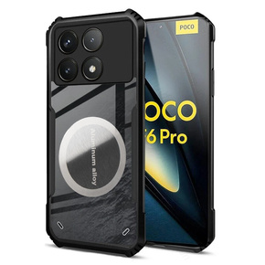 Etui do Xiaomi Poco F6 Pro, z blaszką magnetyczne, przezroczyste / czarne