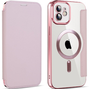 Etui do iPhone 11, FlipMag Secure portfel z klapką RFID, do MagSafe, różowe rose gold