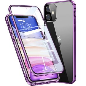 Etui do iPhone 11, Magnetic Dual Glass, fioletowe
