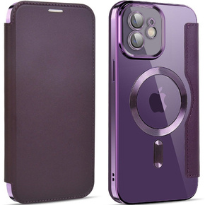 Etui do iPhone 12, FlipMag Secure portfel z klapką RFID, do MagSafe, fioletowe