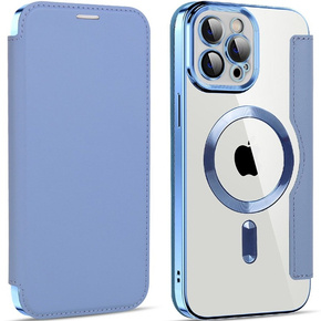 Etui do iPhone 12 Pro, FlipMag Secure portfel z klapką RFID, do MagSafe, niebieskie