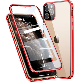 Etui do iPhone 12 Pro, Magnetic Dual Glass, czerwone