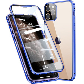 Etui do iPhone 12 Pro, Magnetic Dual Glass, niebieskie