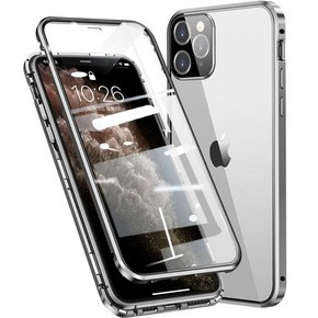 Etui do iPhone 12 Pro, Magnetic Dual Glass, srebrne