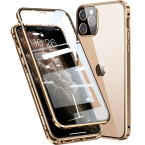 Etui do iPhone 12 Pro, Magnetic Dual Glass, złote