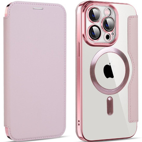 Etui do iPhone 13 Pro, FlipMag Secure portfel z klapką RFID, do MagSafe, różowe
