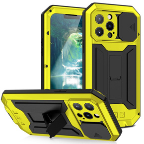 Etui do iPhone 13 Pro, R-JUST CamShield Slide, pancerne, żółte / czarne