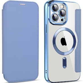 Etui do iPhone 14 Pro Max, FlipMag Secure portfel z klapką RFID, do MagSafe, niebieskie