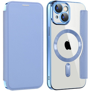 Etui do iPhone 15, FlipMag Secure portfel z klapką RFID, do MagSafe, niebieskie