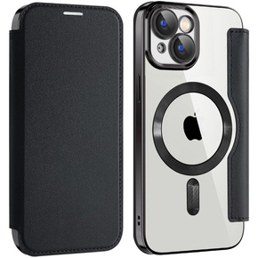 Etui do iPhone 15 Plus, FlipMag Secure portfel z klapką RFID, do MagSafe, czarne
