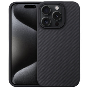 Etui do iPhone 15 Pro, Aramid Carbon Fiber, czarne
