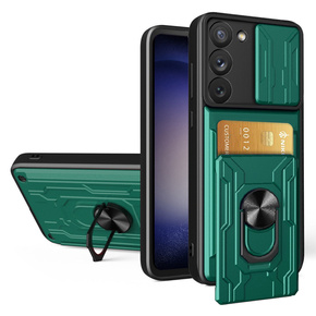 Etui pancerne do Samsung Galaxy S23, Camera Slide Card Slot, zielone