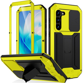Etui pancerne do Samsung Galaxy S23, R-JUST CamShield Slide, żółte / czarne