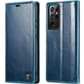 Etui z klapką CASEME do Samsung Galaxy S21 Ultra 5G, Waxy Textured, niebieskie