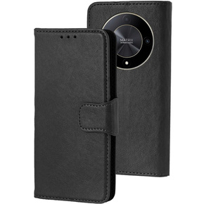 Etui z klapką do Honor Magic 6 Lite 5G, Split Leather, czarne