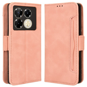 Etui z klapką do Infinix Note 40 Pro, Card Slot, różowe