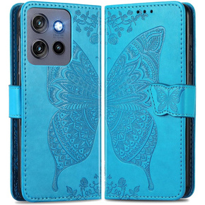 Etui z klapką do Motorola Edge 50 Neo, Butterfly, niebieskie