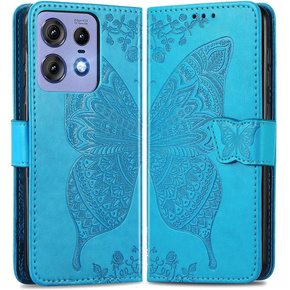 Etui z klapką do Motorola Edge 50 Pro, Butterfly, niebieskie