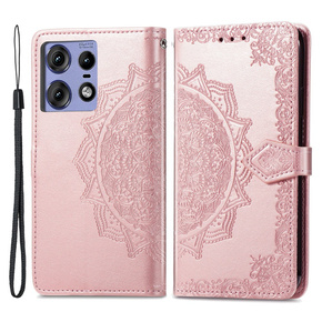 Etui z klapką do Motorola Edge 50 Pro, Mandala, różowe