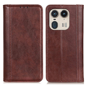 Etui z klapką do Motorola Edge 50 Ultra, Split Leather, brązowe