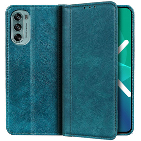 Etui z klapką do Motorola Moto G62 5G, Split Leather, zielone