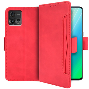 Etui z klapką do Motorola Moto G72 4G, Card Slot, czerwone