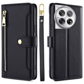 Etui z klapką do OnePlus 12 5G, Wallet Zipper Pocket, czarne