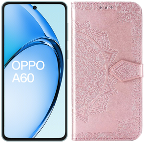 Etui z klapką do Oppo A60, Mandala, różowe