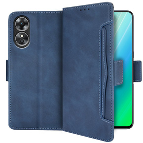 Etui z klapką do Oppo A78 4G, Card Slot, niebieskie