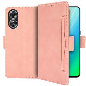 Etui z klapką do Oppo A78 4G, Card Slot, różowe