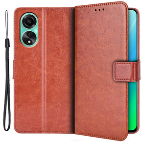 Etui z klapką do Oppo A78 4G, Crazy Horse Wallet, brązowe