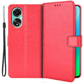 Etui z klapką do Oppo A78 4G, Crazy Horse Wallet, czerwone