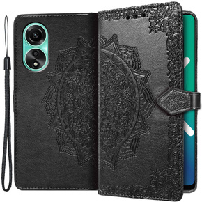 Etui z klapką do Oppo A78 4G, Mandala, czarne