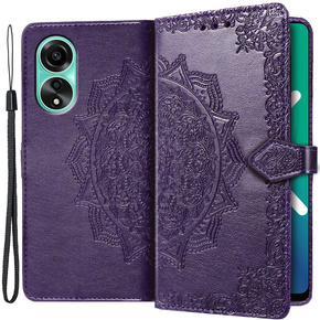 Etui z klapką do Oppo A78 4G, Mandala, fioletowe