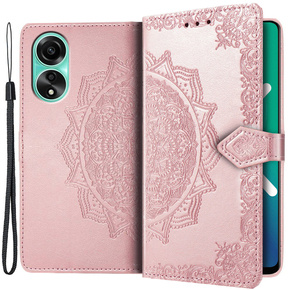 Etui z klapką do Oppo A78 4G, Mandala, różowe rose gold