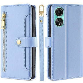 Etui z klapką do Oppo A78 4G, Wallet Zipper Pocket, niebieskie