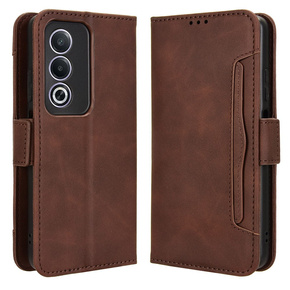 Etui z klapką do Oppo A80, Card Slot, brązowe