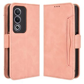 Etui z klapką do Oppo A80, Card Slot, różowe